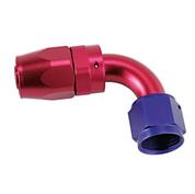 Swivel Hose End Fitting, 90 Degree, Red/Blue, -8 AN