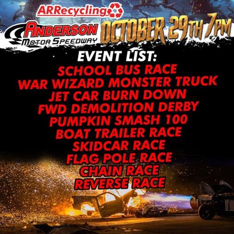 NEXT EVENT:  SOLD OUT!!  Tour Of Destruction Saturday Oct. 29th 7pm  Rain or Shine Event