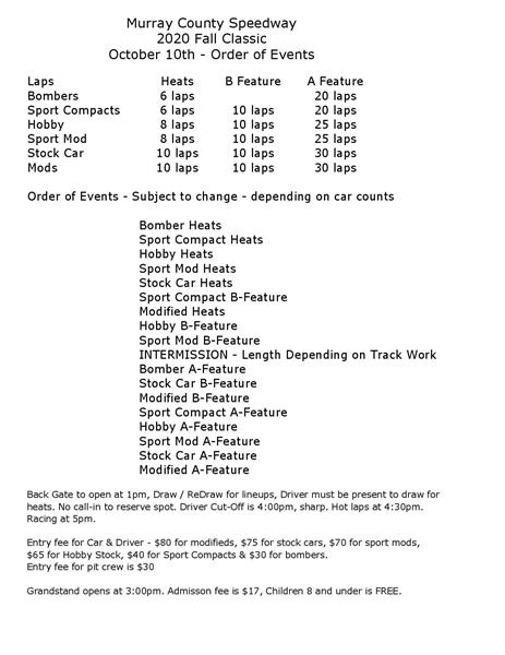 Order of Events for Hub City Rumble