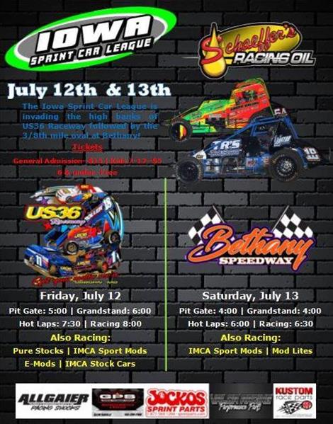 Iowa Sprint Car League makes second appearance at US 36 Raceway this Friday, July 12