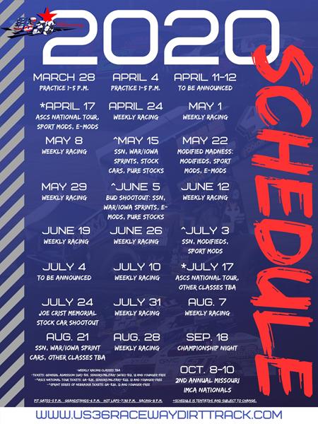 US 36 Raceway Releases 2020 Schedule