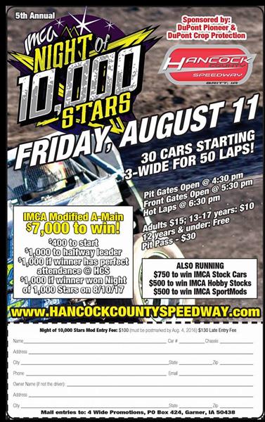 Nights of Stars Up Next at Hancock County Speedway