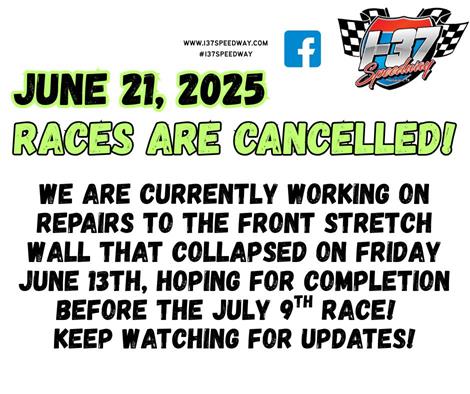 RACES ARE CANCELLED; June 21, 2025!