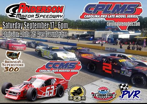 NEXT EVENT: Carolina Pro Late Model Series  Saturday September 17th  6pm