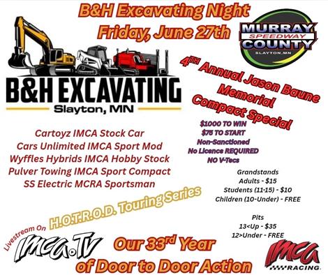 Jason Baune Sport Compact Special & Late Model Street Stocks at Murray County Speedway - June 27