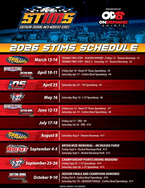 STIMS Announces 2026 Schedule Featuring 17 Races and Two Big Money Events