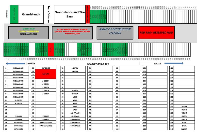 2025 NOD Pit Stall Map