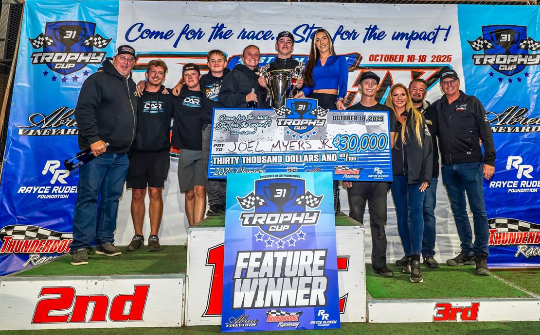 JOEL MYERS JR CLAIMS TROPHY CUP CHAMPIONSHIP / TAN...