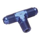 Aluminum Flare to Pipe Tee Adapter Fitting, -6 AN to 1/4 inch NPT, Pipe on the side