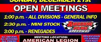 OPEN MEETINGS SUNDAY DECEMBER 21st!