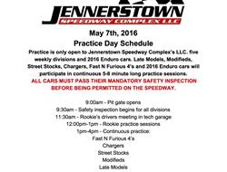 Practice Day Schedule - May 7th, 2016