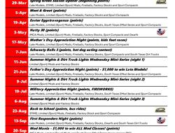 2025 Season Schedule... full schedule with classes