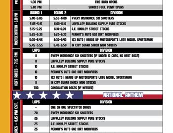 Running order for April 29ths event.