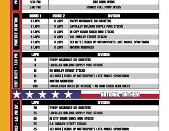 Running order for May 13ths event