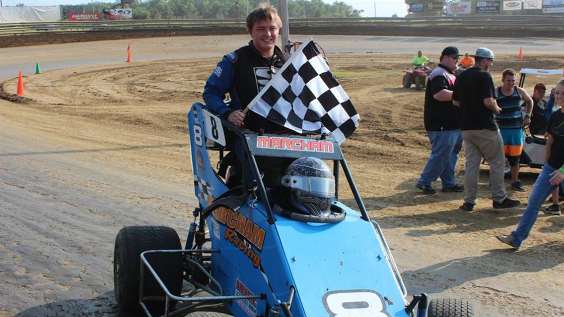 Josh Marcham wins the $1,000-to-win Quick Engineering preliminary night feature at SIR's 7th Annual IKE Honda Terry Sprague Memorial
