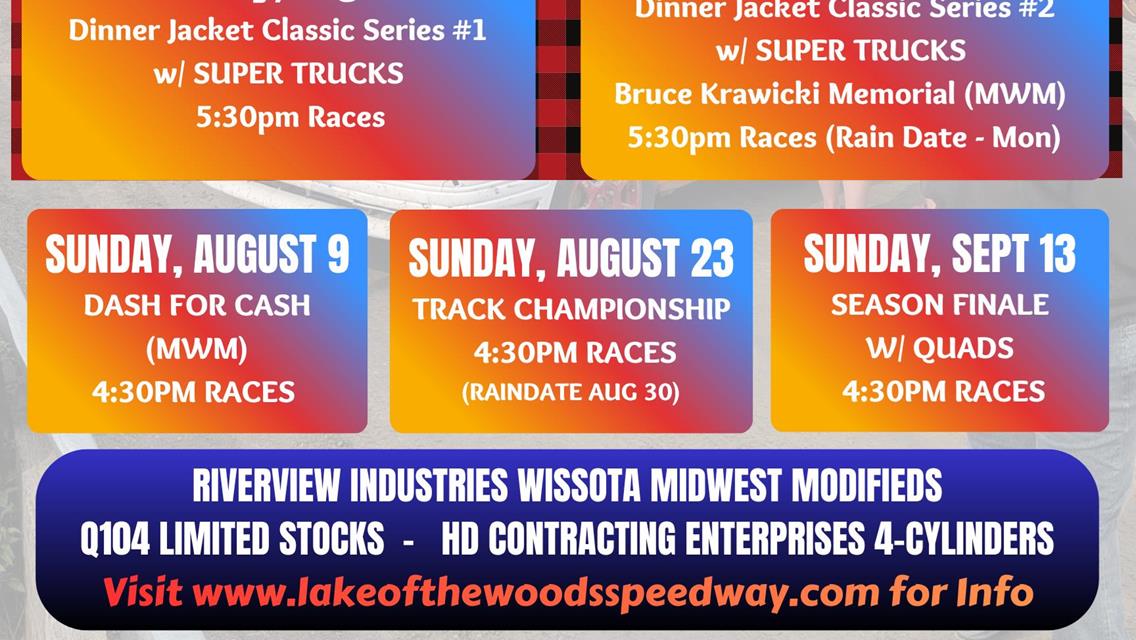 2026 Racing Schedule at Lake of the Woods Speedway