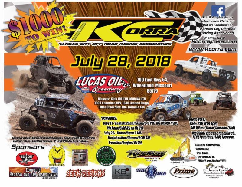 Kansas City Off Road Racing Association returns to Lucas Oil Speedway on Saturday