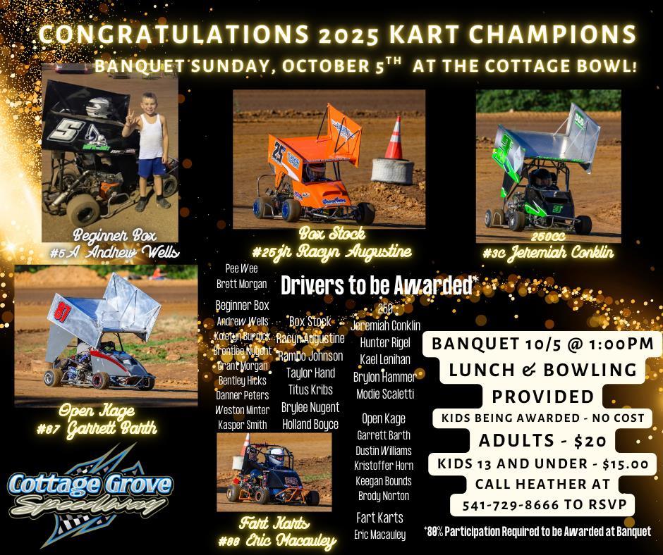 KART BANQUET SUNDAY, OCTOBER 5TH!!