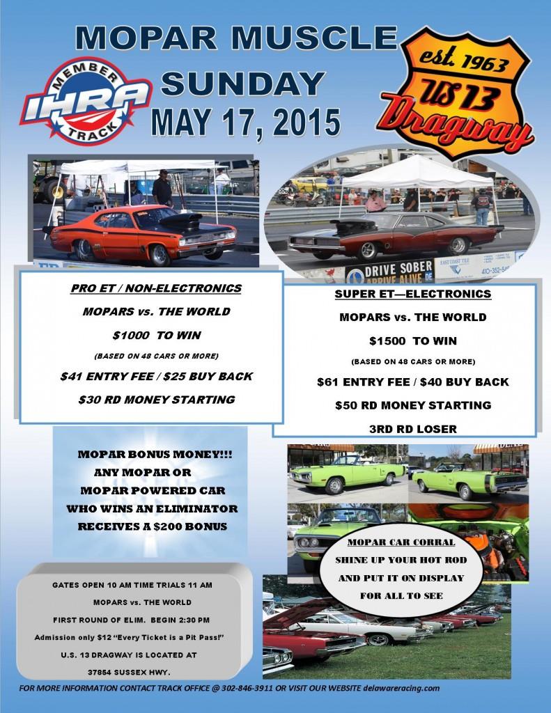 INAUGURAL MOPAR MUSCLE SUNDAY THIS WEEKEND