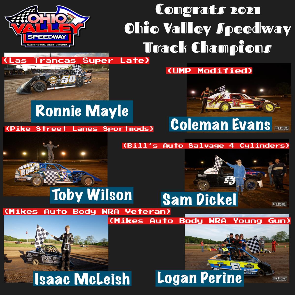Congrats to the 2021 Ohio Valley Speedway Track Champions