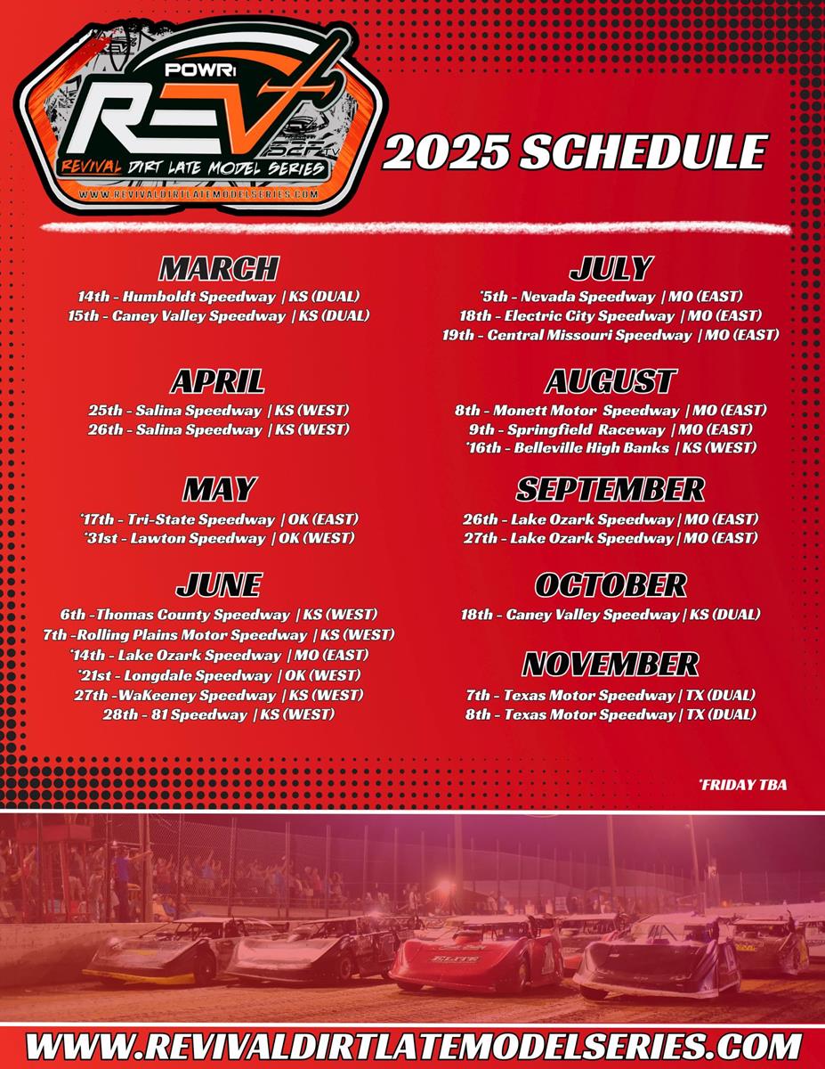 Twenty-Three Events Span 2025 Season for the REVIVAL Dirt Late Model Series presented by Start2Finish TB