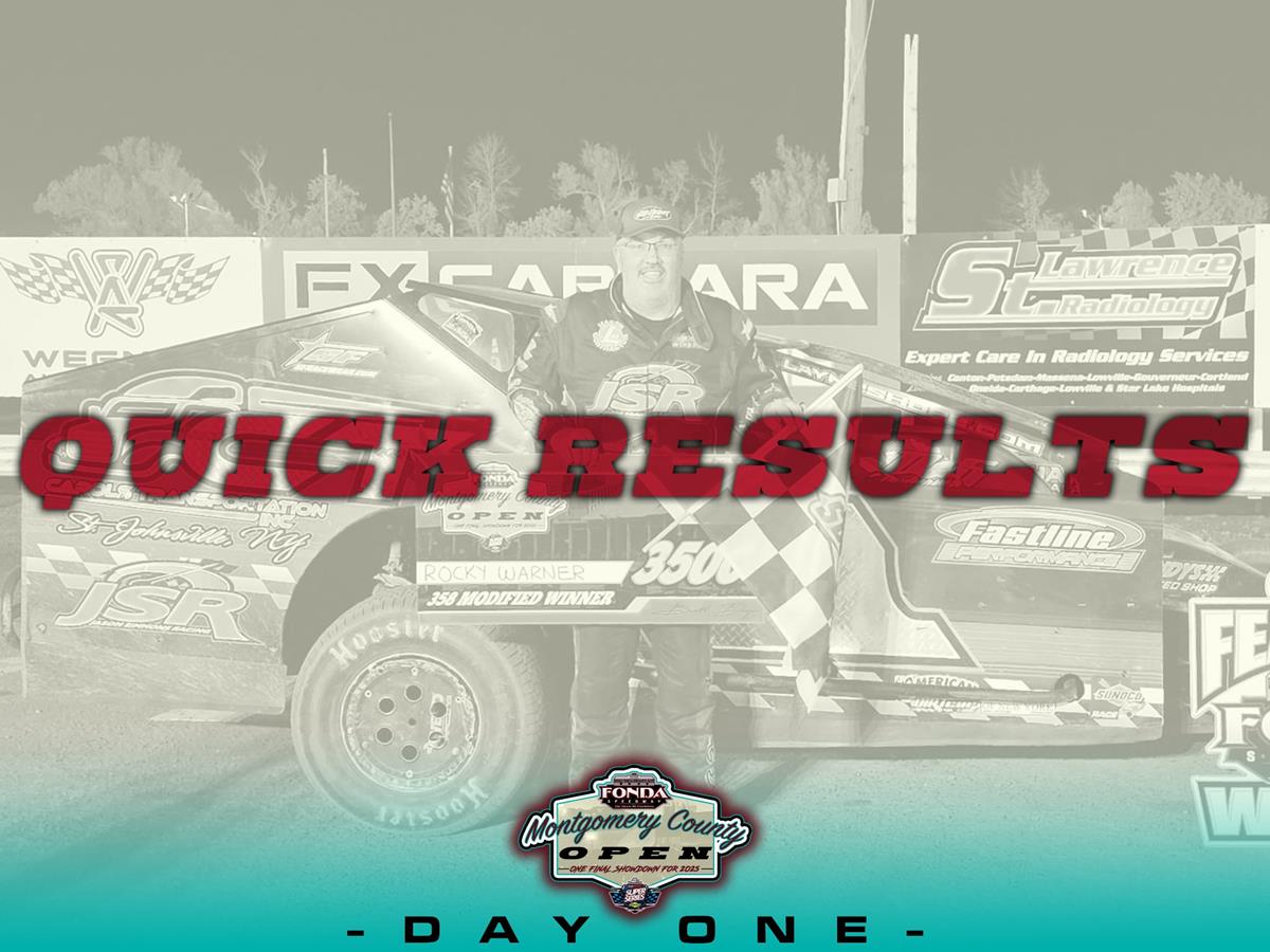 FONDA SPEEDWAY QUICK RESULTS 9/26/2025 MONTGOMERY COUNTY OPEN WEEKEND NIGHT #1