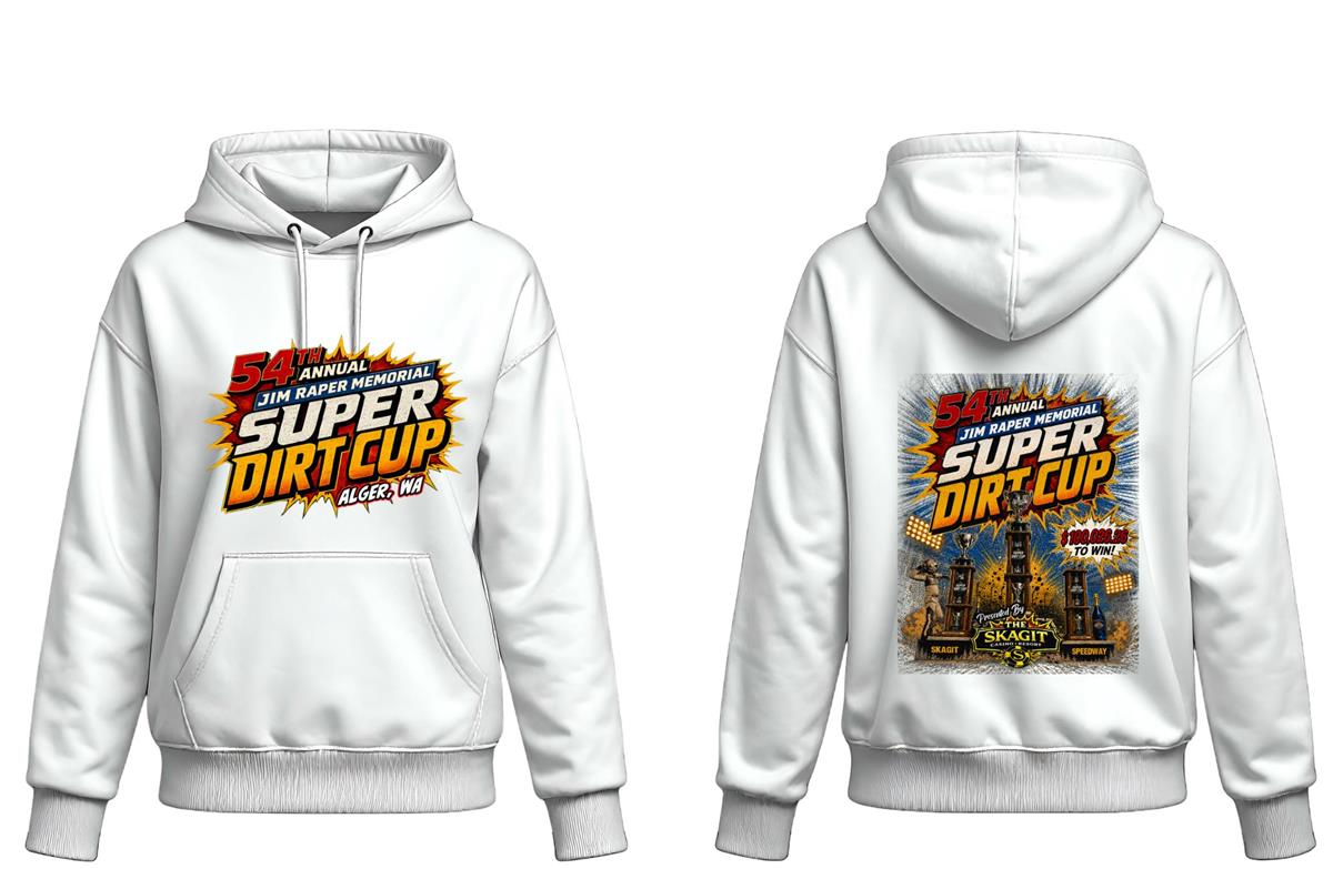 SUPER DIRT CUP / WHITE COMIC BOOK HOODIE - Skagit Speedway | Alger