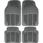 UNIVERSAL FIT FRONT/REAR 4-PIECE FULL SET RIDGED HEAVY DUTY RUBBER FLOOR MAT (GREY)