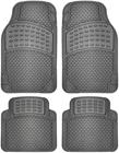 UNIVERSAL FIT 4-PIECE FULL SET BRICK STYLE HEAVY DUTY RUBBER FLOOR MAT (GREY)