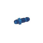 Straight Aluminum Bulkhead Flare Fitting, Blue, -12AN