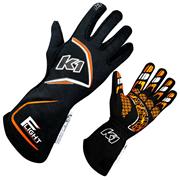 K1 Flight SFI/FIA Driver Gloves, Black/Flo Orange
