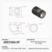 HRP Rear Bumper Spud,  19° 4130 4-Hole
