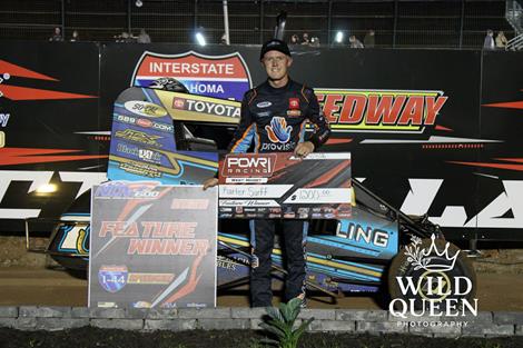 Karter Sarff Shines in ‘Slidejob City’ Victory with POWRi West Midgets at I-44
