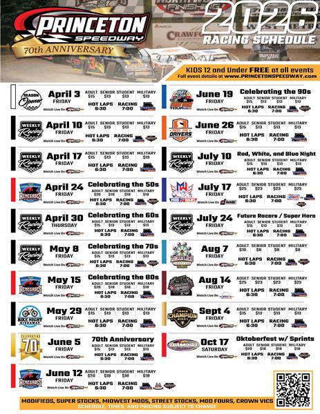 Princeton Speedway Announces 2026 Season Schedule