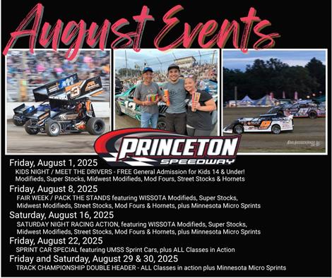 August Events at Princeton Speedway