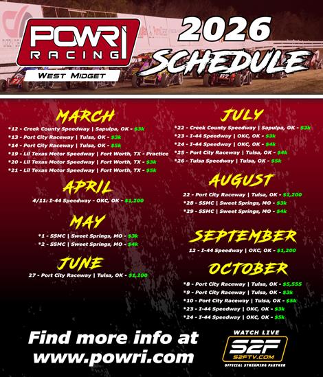 Twenty-Four Dates in 2026 for POWRi West Midget League