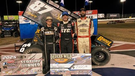 Aaron Reutzel Repeats Win in POWRi 410 Outlaw Sprint Season Finale at Texas Motor Speedway Dirt Track