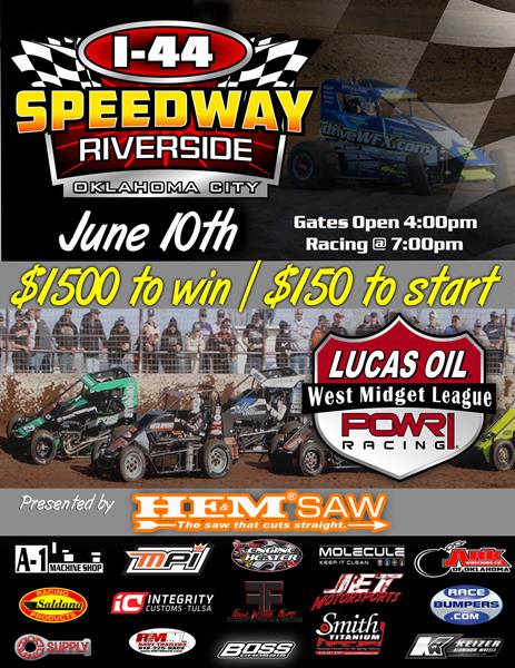 POWRi Lucas Oil West Midgets I-44 Speedway Riverside Oklahoma