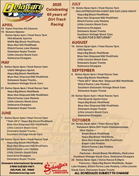 Delaware International Speedway Looks forward to 2025