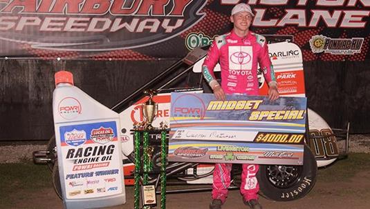 Cannon McIntosh Wins at Fairbury Speedway with POWRi National Midgets