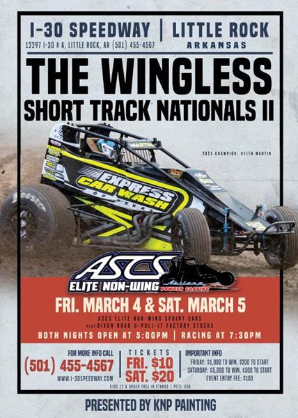 Wingless Short Track Nationals Rapidly Approaching at I-30 Speedway – Driver Entry Forms Available!