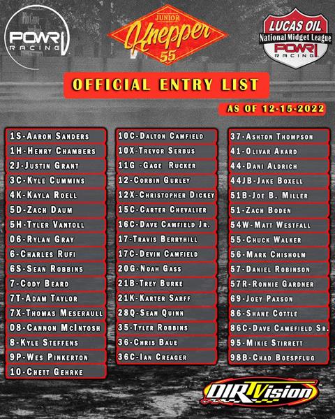 Entry Count Rises as POWRi Readies for Junior Knepper 55 at DuQuoin Indoor