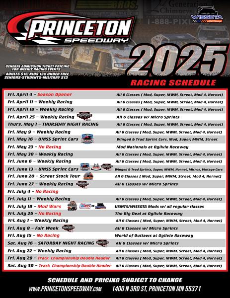 Princeton Speedway Announces Exciting 2025 Season Schedule