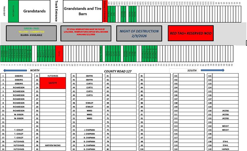 2026 NOD Pit Stall Map