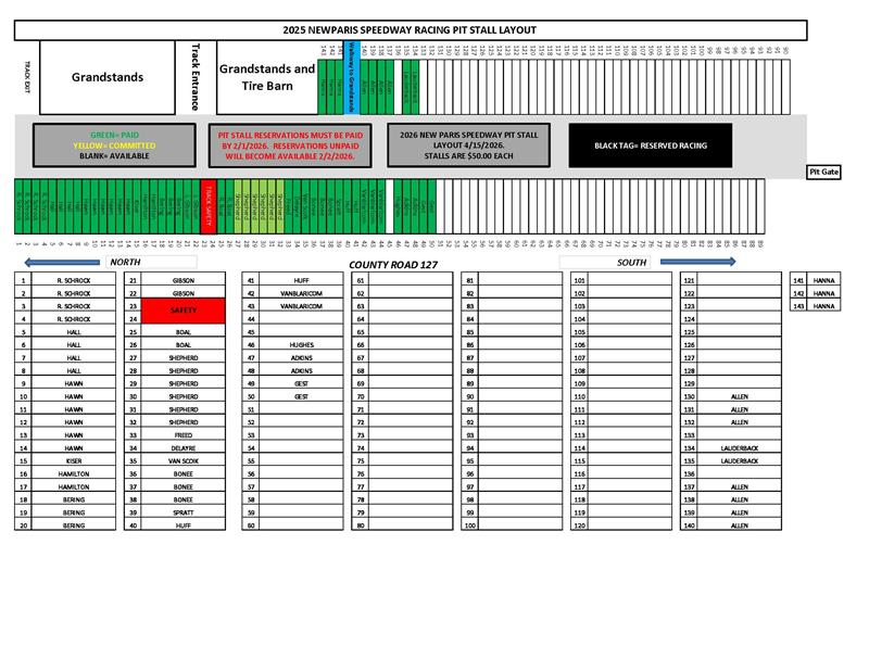 2026 Racing Pit Stall Map