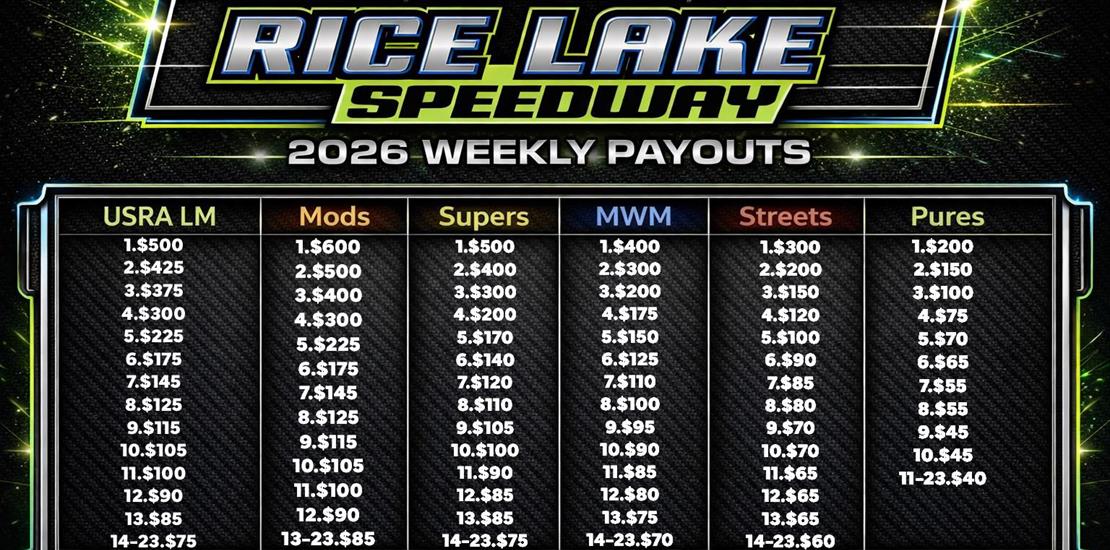 Rice Lake Speedway Announces Purse Increase for 20...