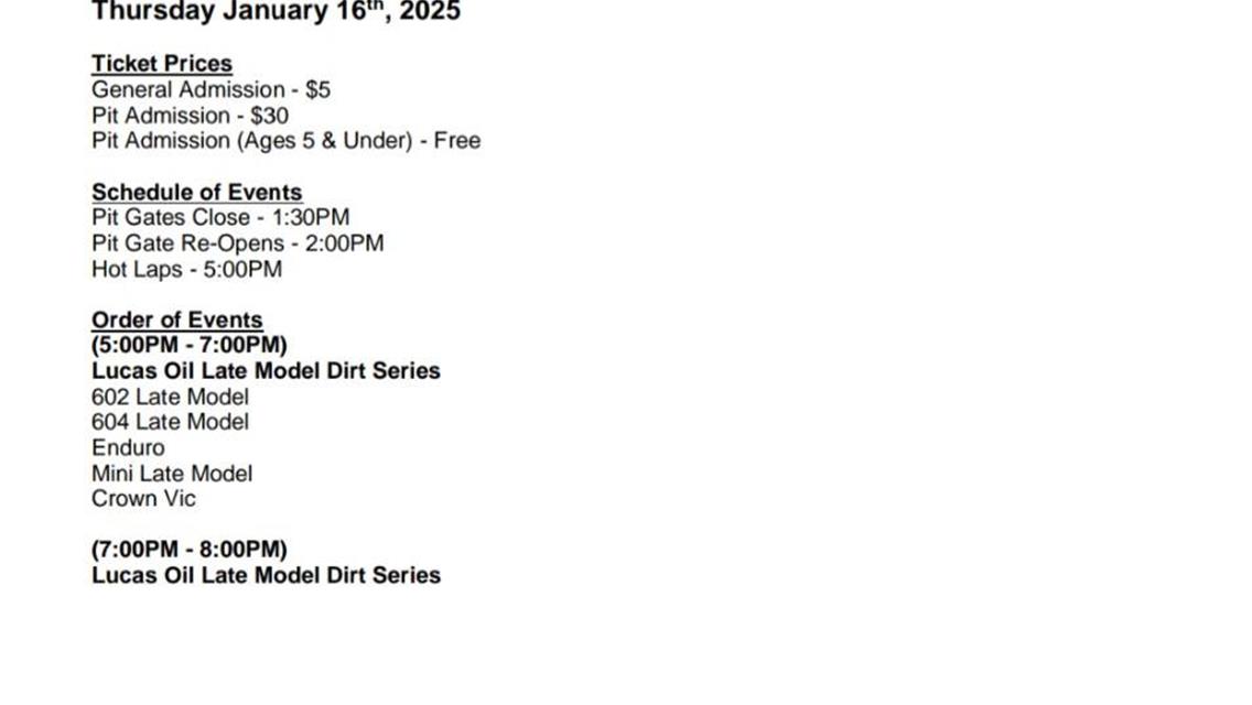 2025 Super Bowl of Racing Schedule adjusted