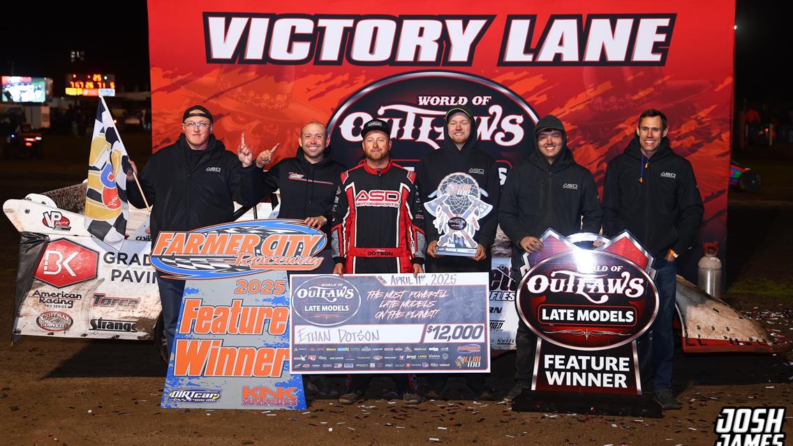 Farmer City Raceway (Farmer City, IL) – World of Outlaws Late Model Series – Illini 100 – April 11th-12th, 2025. (Josh James Artwork)