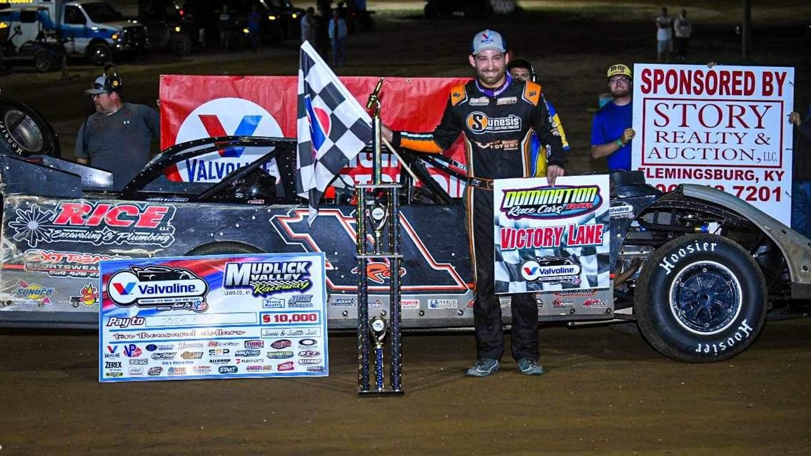 Josh Rice banked the $10,000 victory at Mudlick Valley Raceway on Saturday, June 15. (Ryan Roberts image)