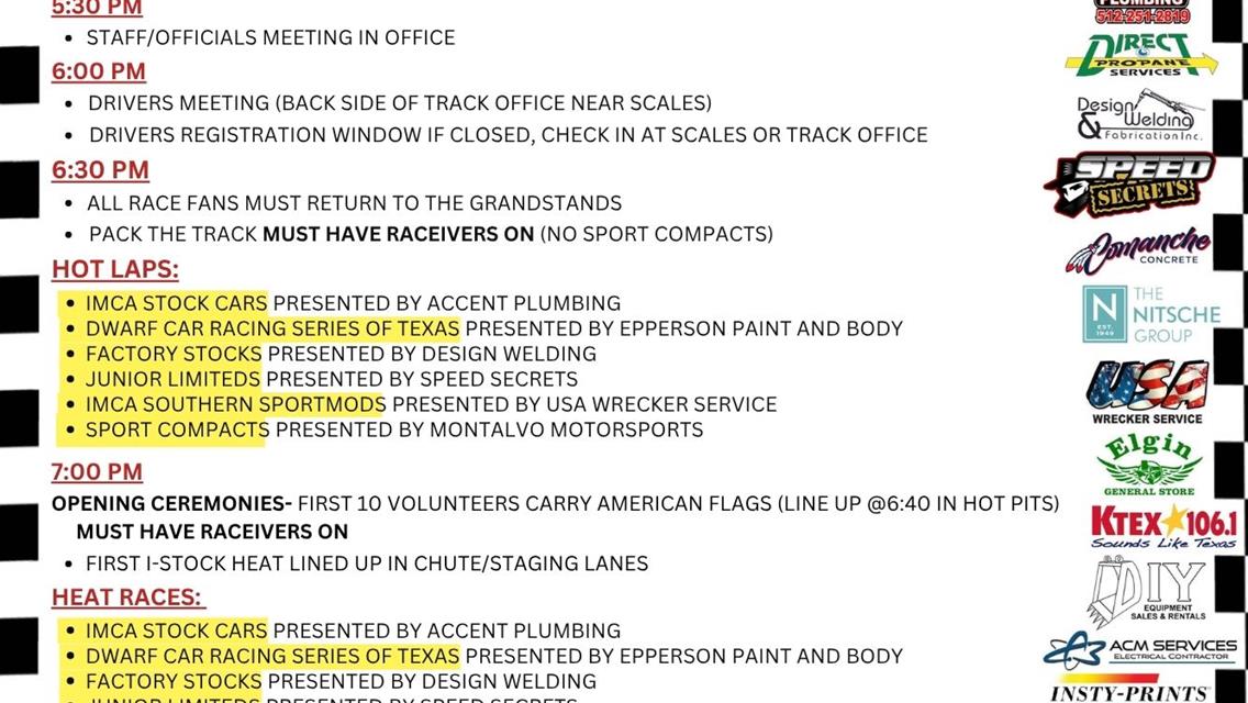 May 2, 2026 Race Day Information!